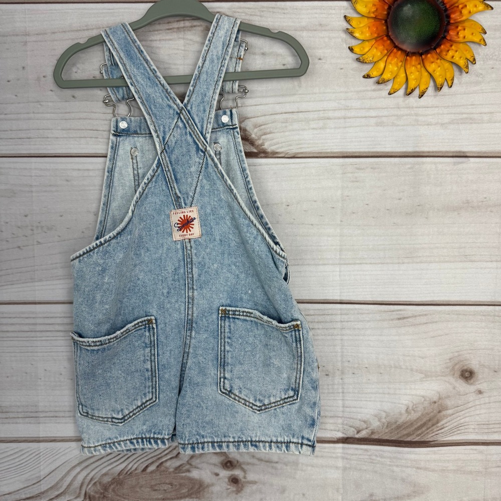 Zara Kids Denim Toddler Short Overalls Size 12-18 Months Light Wash - Picture 3 of 4